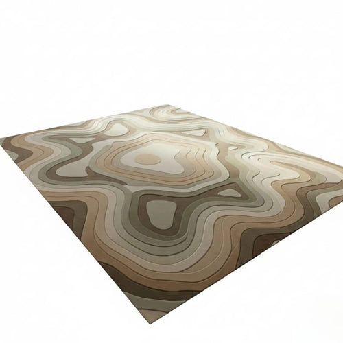 8x10 Modern Neutral Abstract Area Rug in Beige, Cream and Brown Contemporary Earth Tone Living Room Carpet