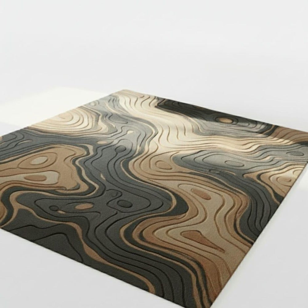 Modern Abstract Area Rug, Neutral Beige Brown Gray Carpet, Contemporary Living Room Rug, Handmade Style Floor Rug, Home Decor